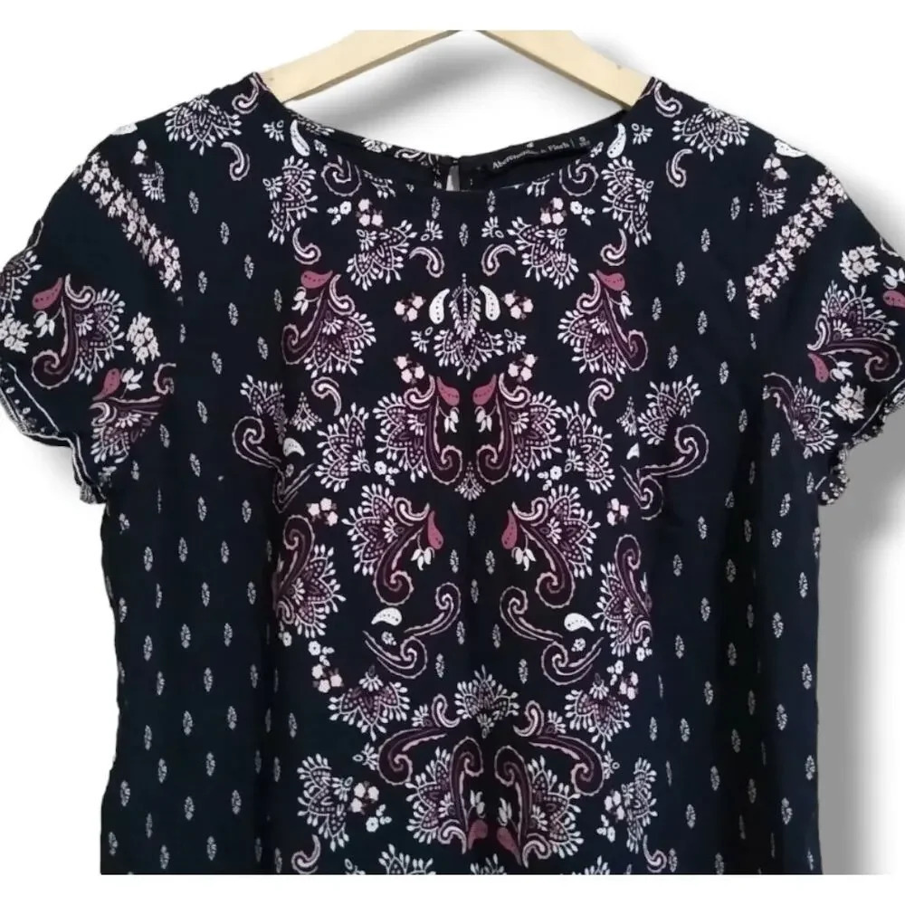 Abercrombie & Fitch women's multicolor paisley pattern short sleeve dress - xsp - Picture 4 of 9